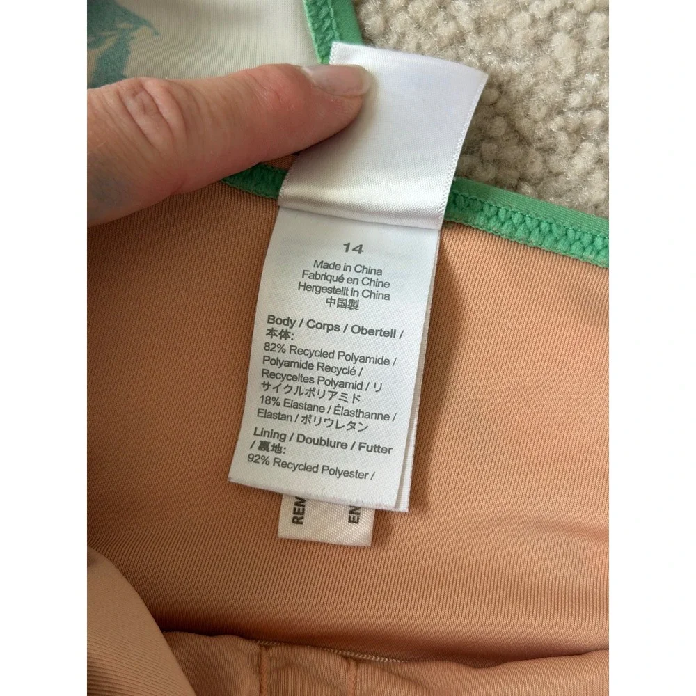 J Crew Swimsuit Ruched one shoulder one piece rose garden Green 14